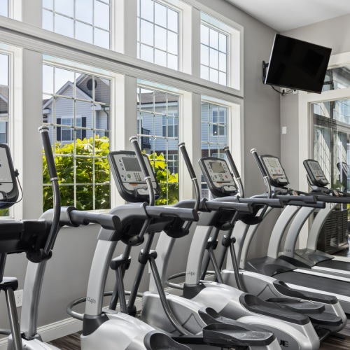 a gym with exercise equipment